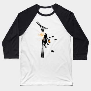 Minimalist Paleolithic Cave Art Honey Gatherer Baseball T-Shirt